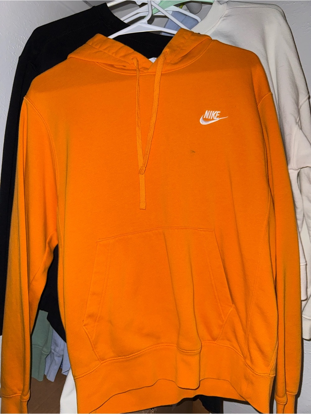Nike Orange Pullover Hoodie with White Logo
